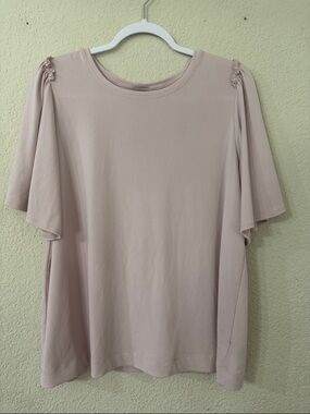 Worthington Dusty Blush Ruffle Sleeve Top